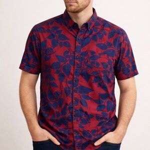 Men’s 21men Red and Blue Casual Button Down Shirt